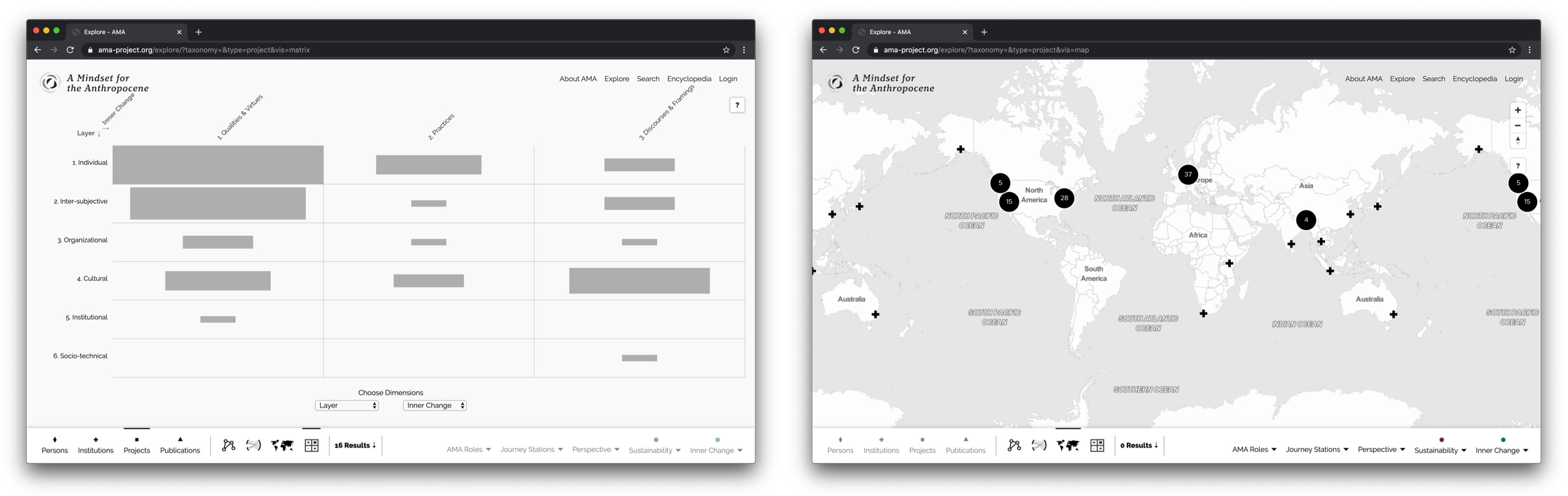 Matrix filters and map views